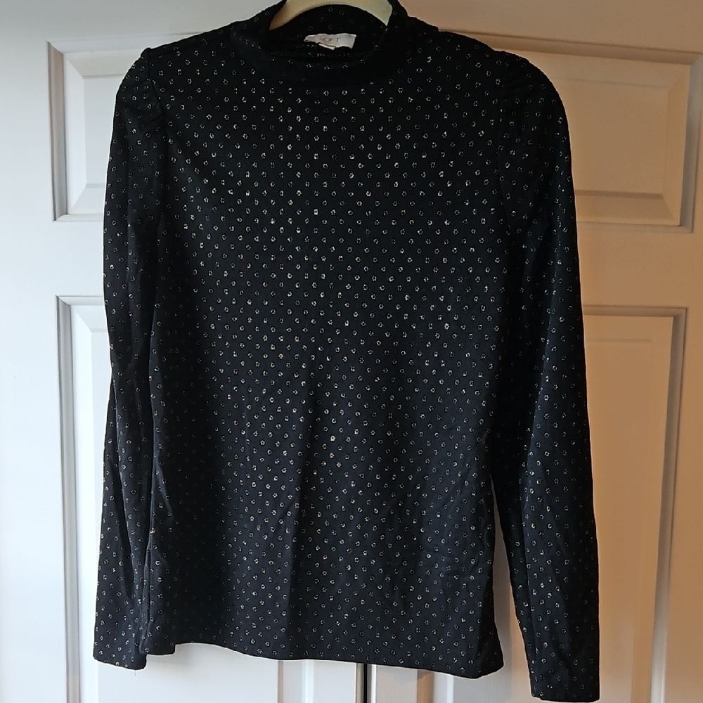 LOFT Black Top with Gold Detailing